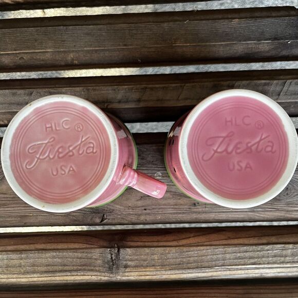 Fiesta Watermelon by Homer Laughlin Set of 4 Mugs 10-oz Round Handle USA Retired - Picture 14 of 14